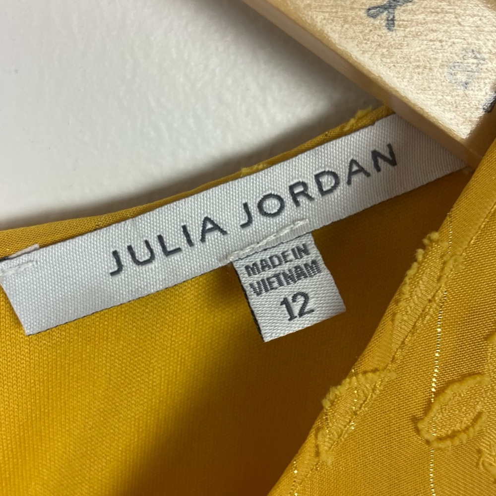 NWT Nordstrom Julia Jordan Size 12 Mustard Yellow Jacquard Midi Dress New W Tags - Picture 5 of 16